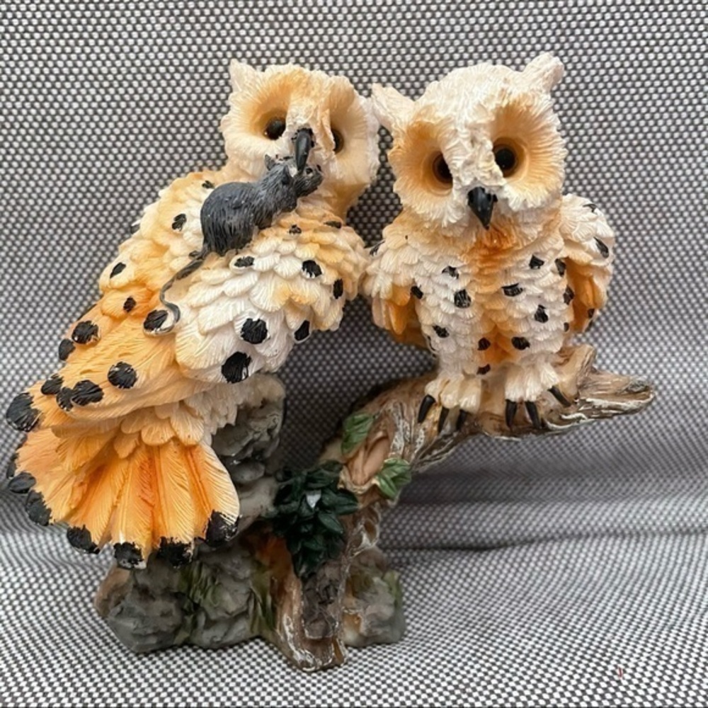Forest Owls on Stump Statue
